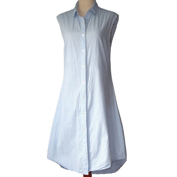 CJ LAING Palm Beach Collection Shirt Dress – Light Blue Check with Stripe Detail - Picture 2 of 8